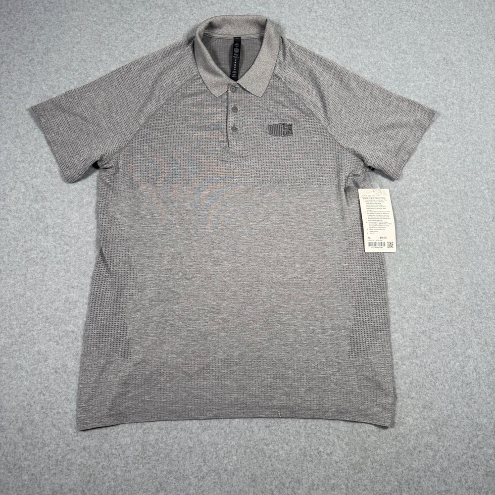 Lululemon Metal Vent Tech Polo XL Grey Slate White Seamless Mesh Slim Fit NWT